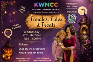 Tangles, Tales and Treats Halloween event at Kesgrave Community Centre held during half term week, on Wednesday 28th October 1:30-3PM
